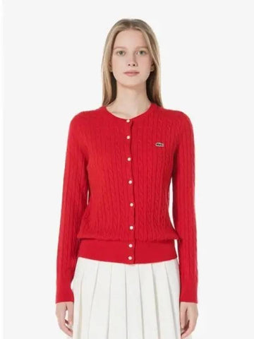 Women s Cable Crew Neck Spring Fall Cardigan AF091E 54N 240 Domestic Product GQ2N24071971501 - LACOSTE - BALAAN 1