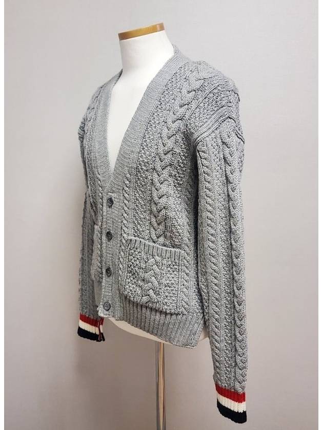 Three Stripes Aran Cable Cardigan 2 - THOM BROWNE - BALAAN 2