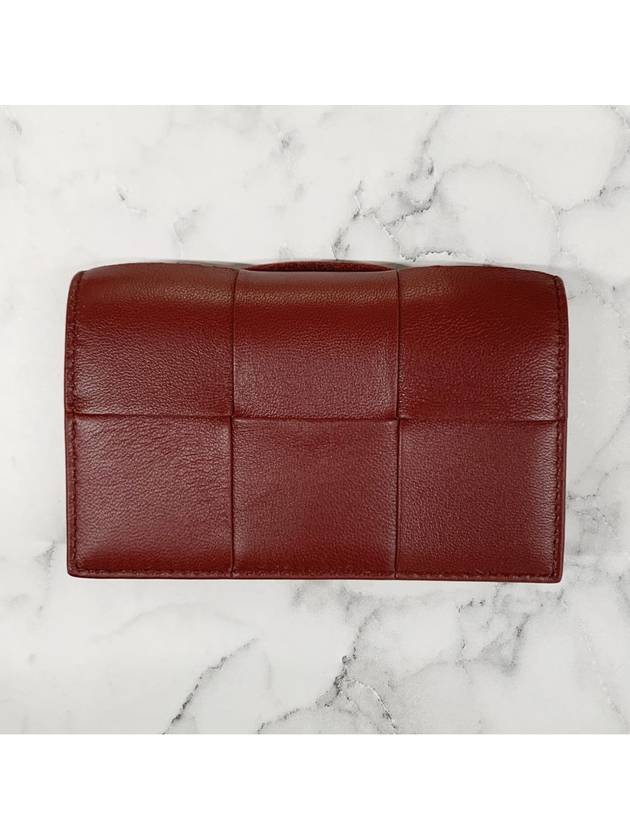 Bottega Veneta Cassette Business Card Case Dark Red Bliss Washed 651396VCQC96342 - BOTTEGA VENETA - BALAAN 4