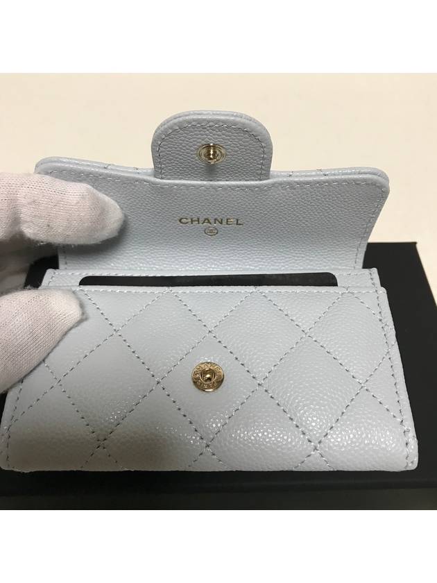 Classic card wallet snap flap caviar light sky gold AP0214 B10583 NZV57 - CHANEL - BALAAN 4