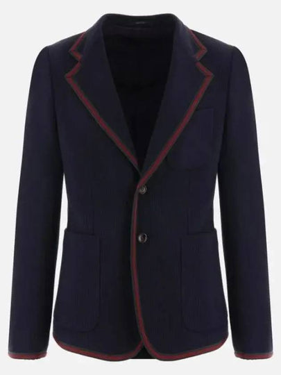 Web Cotton Jersey Jacket Navy - GUCCI - BALAAN 2