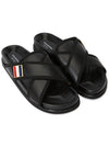 Vitello Calf Enamel Criss Cross Loafer Sandals Black - THOM BROWNE - BALAAN 4