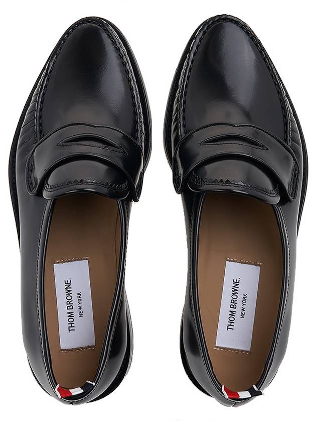 Pleated Leather Penny Loafers Black - THOM BROWNE - BALAAN 7