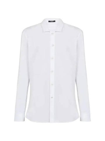 Men's Slim Cut Poplin Long Sleeve Shirt White - BALMAIN - BALAAN 1