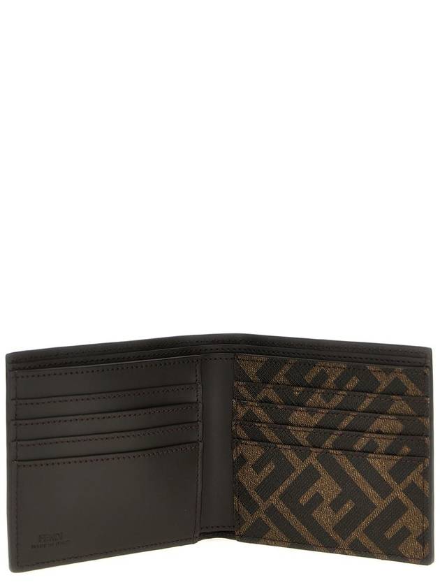 FF Square Leather Bi-Fold Half Wallet Brown - FENDI - BALAAN 4