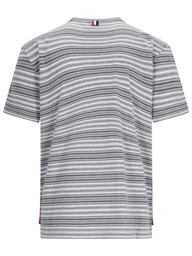 Men's Striped Midweight Jersey Short Sleeve T-Shirt Grey - THOM BROWNE - BALAAN 3