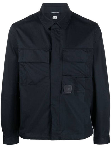 Metropolis Gabardine Zipper Long Sleeve Shirt Navy - CP COMPANY - BALAAN 1