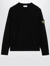 Compass Badge Crewneck Virgin Wool Knit Top Black - STONE ISLAND - BALAAN 2