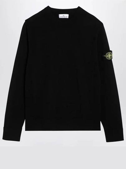 Compass Badge Crewneck Virgin Wool Knit Top Black - STONE ISLAND - BALAAN 2