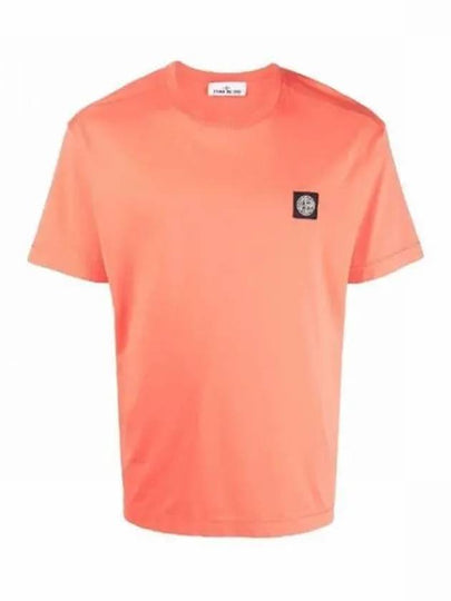 Mini Logo Patch Short Sleeve T-Shirt Orange - STONE ISLAND - BALAAN 2