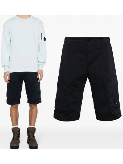 Stretch Satin Cargo Shorts Navy - CP COMPANY - BALAAN 2