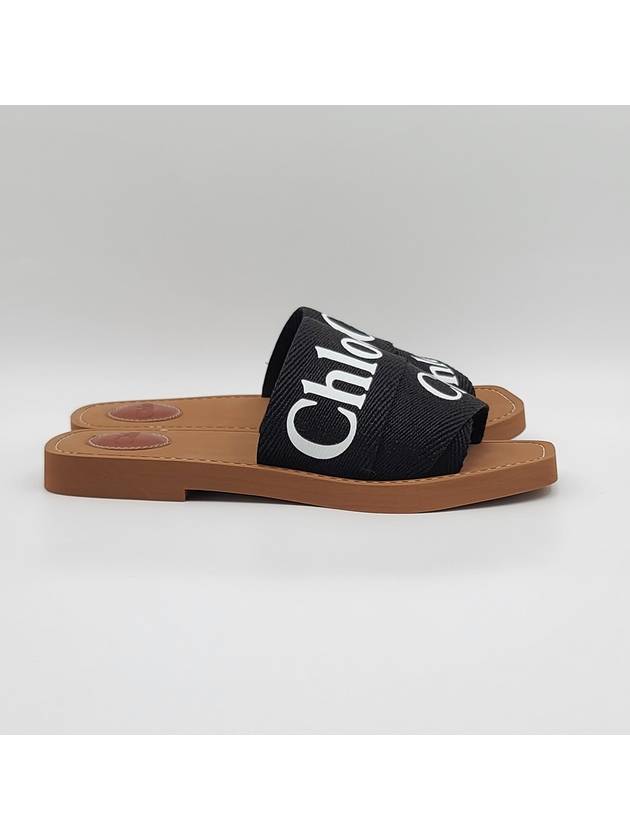 Woody Logo Flat Mule Slippers Black - CHLOE - BALAAN 2