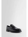 Triangle Logo Brush Leather Loafers Black - PRADA - BALAAN 4