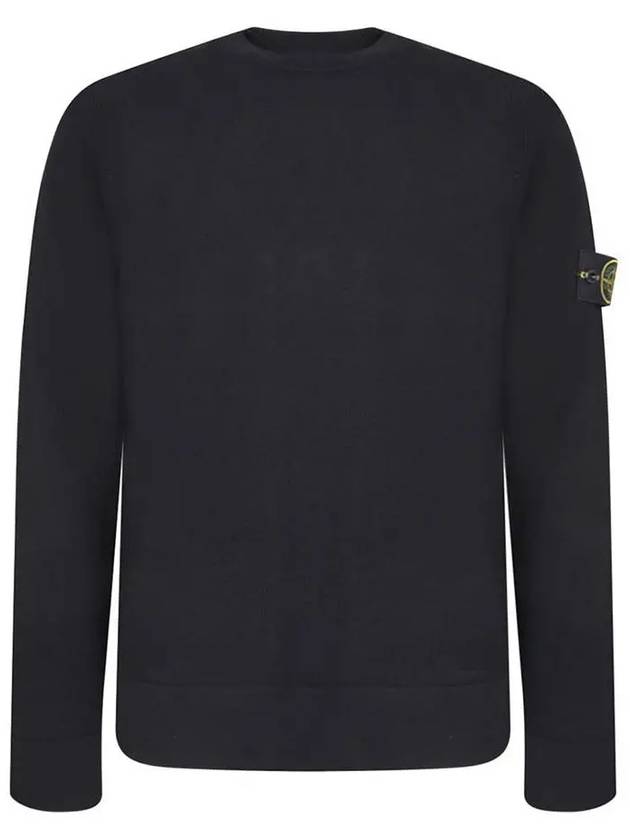 Compass Badge Crewneck Virgin Wool Knit Top Black - STONE ISLAND - BALAAN 2