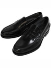 Stamped Monogram Semi-Shiny Leather Loafers Black - TOD'S - BALAAN 9