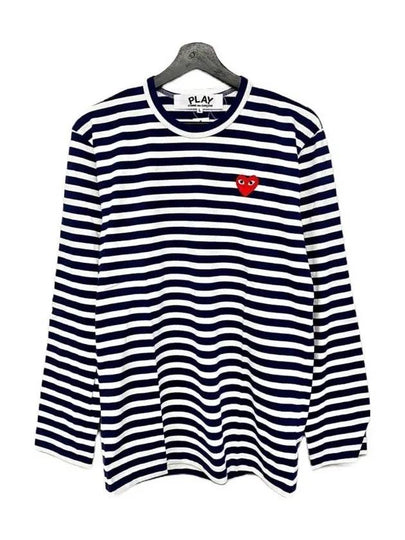 Red Heart Wappen Stripe Long Sleeve T-Shirt Blue P1 T0101 - COMME DES GARCONS - BALAAN 2