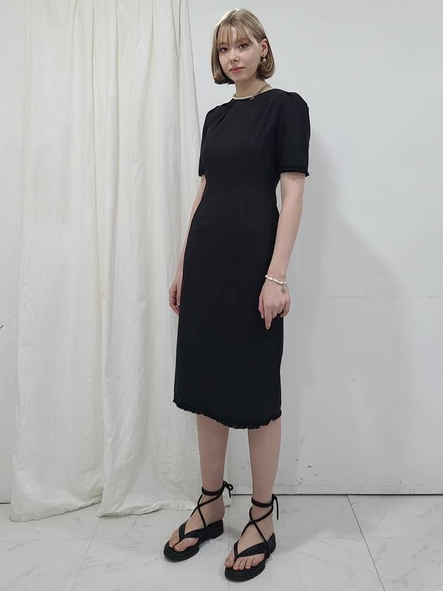 e Women's Pintuck Linen Midi Dress Black - PRETONE - BALAAN 1