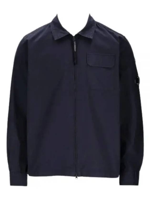 Oversized Organic Gabardine Long Sleeve Shirt Navy - CP COMPANY - BALAAN 2