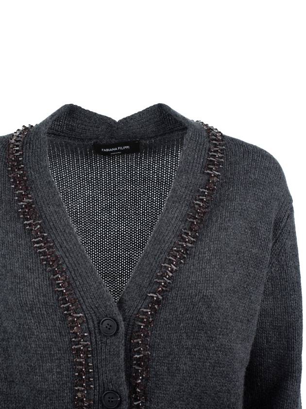 Fabiana Filippi Gray Cashmere Cardigan With Gemstone Embroidery - FABIANA FILIPPI - BALAAN 3