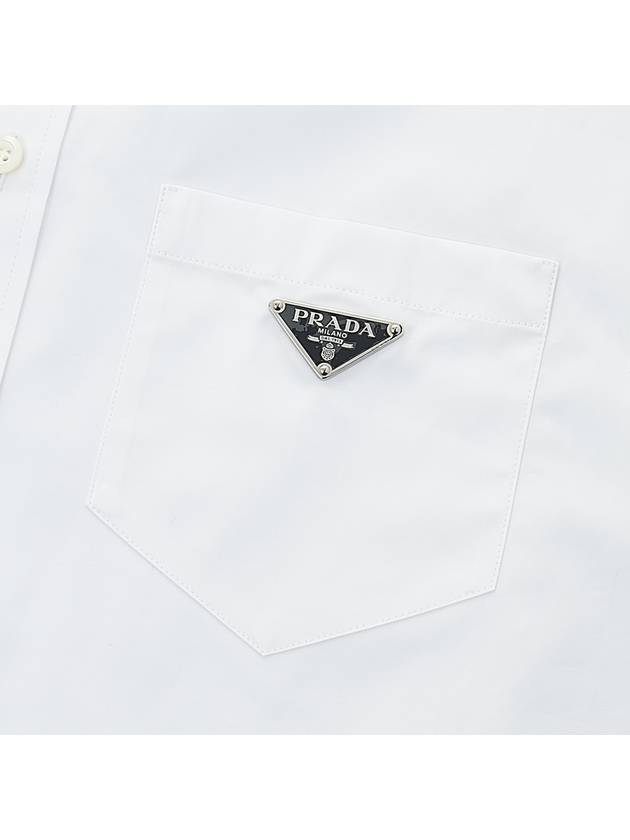 Women's Triangle Logo Poplin Long Sleeve Shirt White - PRADA - BALAAN 7