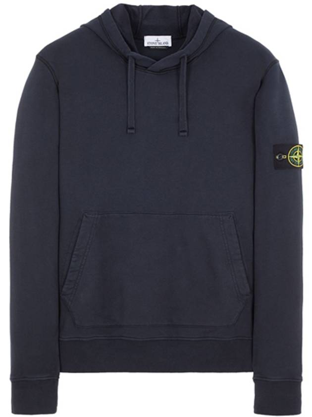 Logo Patch Drawstring Hoodie Navy - STONE ISLAND - BALAAN 2