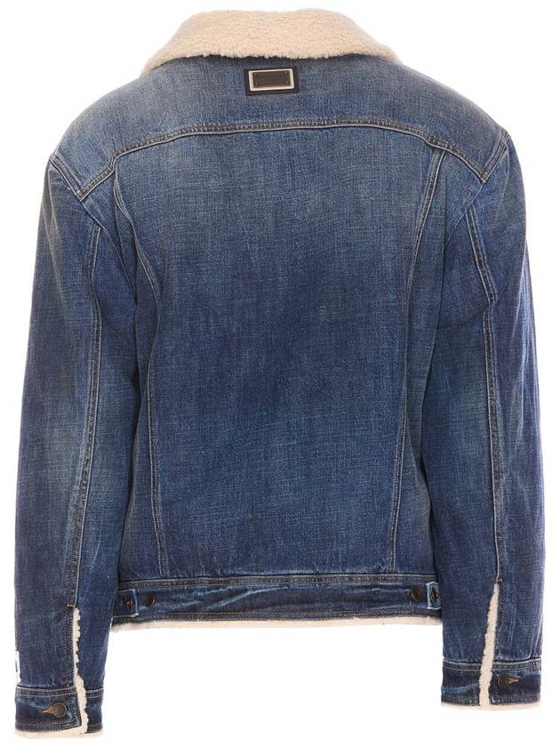 Dolce & Gabbana Blue Denim Shearling Jacket - DOLCE&GABBANA - BALAAN 2