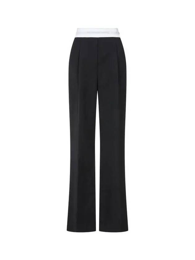 One tuck logo banding wool pants black - ALEXANDER WANG - BALAAN 1