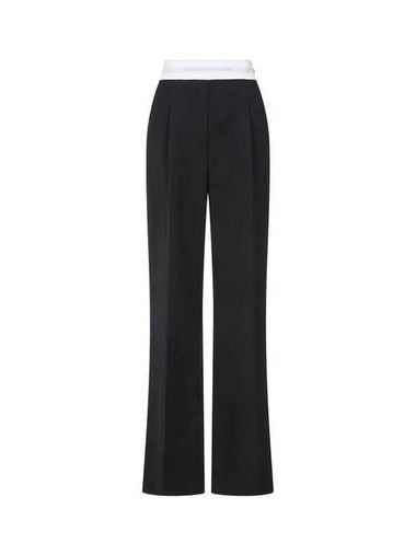 One tuck logo banding wool pants black - ALEXANDER WANG - BALAAN 1