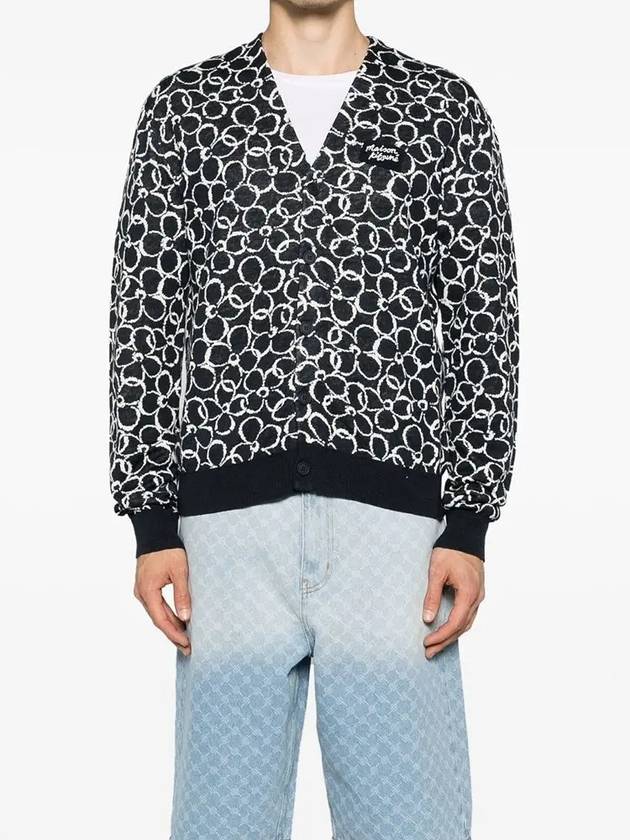 Abstract Daisy Jacquard Cardigan Navy - MAISON KITSUNE - BALAAN 2