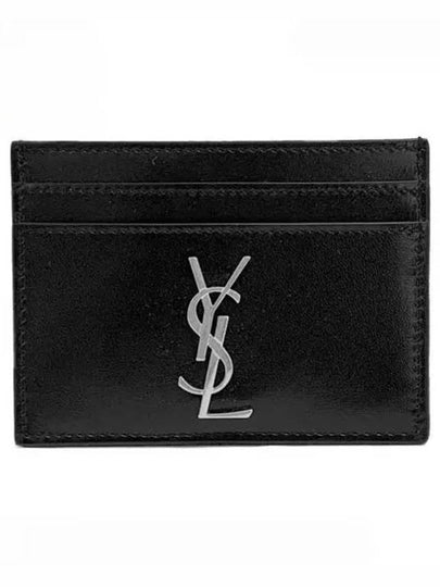 Monogram Card Case in Smooth Leather Black - SAINT LAURENT - BALAAN 2