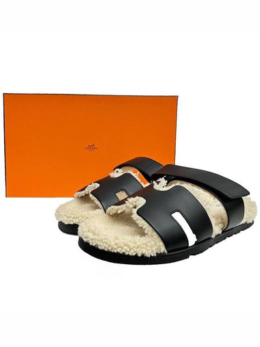 23FW Chypre Shearling Sandals H222195Z - HERMES - BALAAN 1