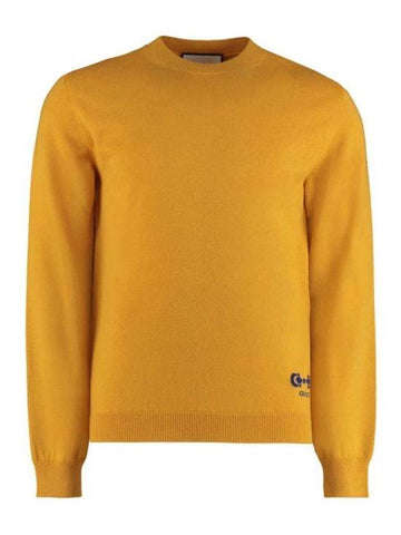 Men's Horsebit Crew Neck Cashmere Knit Top Orange - GUCCI - BALAAN 1