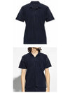 Pleated Polo Shirt Navy - ISSEY MIYAKE - BALAAN 5