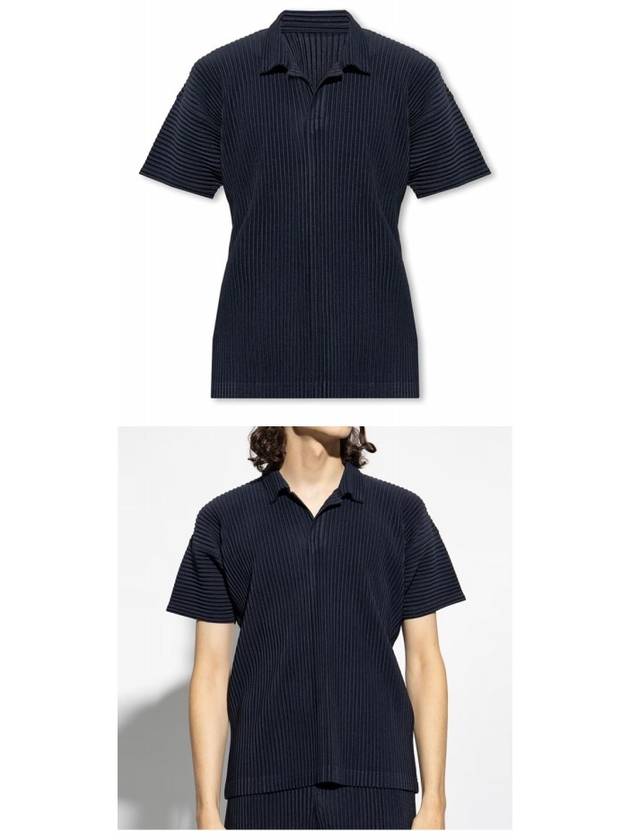 Pleated Polo Shirt Navy - ISSEY MIYAKE - BALAAN 5