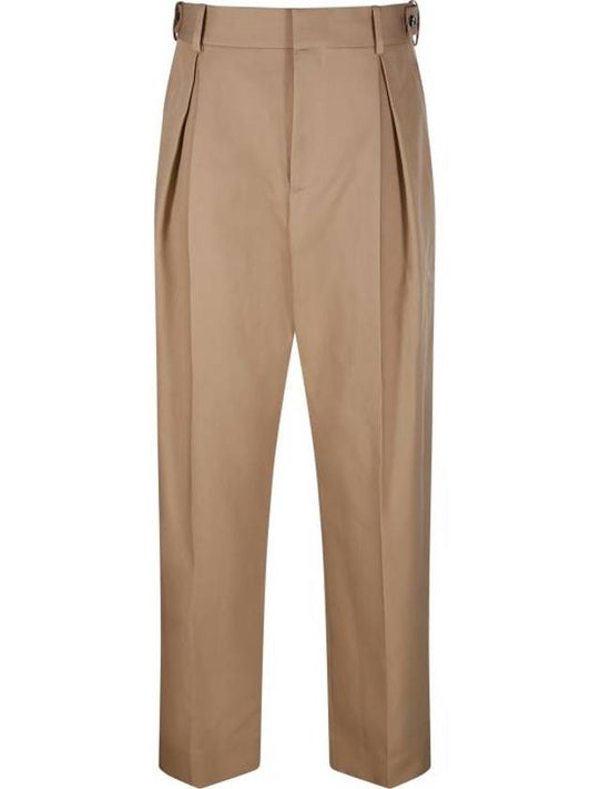 High-waisted Cotton Slacks Beige - BOTTEGA VENETA - BALAAN 1