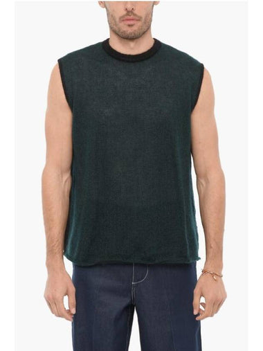 Two-Tone Silk Blend Knit Sleeveless Green - SUNNEI - BALAAN 1