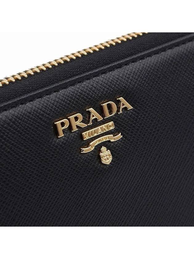 Saffiano Leather Zipper Long Wallet Black - PRADA - BALAAN 5