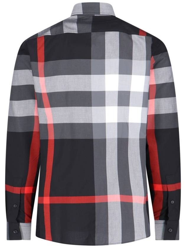 Check Pattern Chest Pocket Long Sleeve Shirt Black - BURBERRY - BALAAN 3