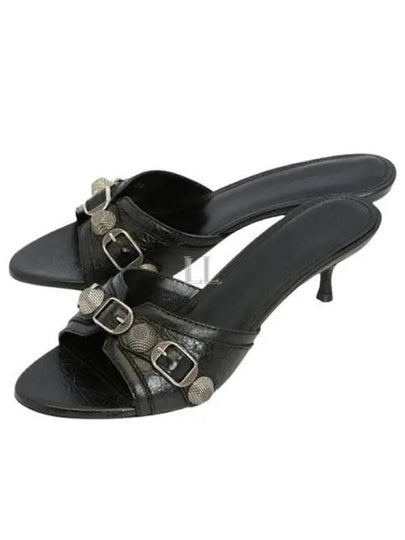 Women's Cagole Studded Leather Band Sandal Heels Black - BALENCIAGA - BALAAN 2