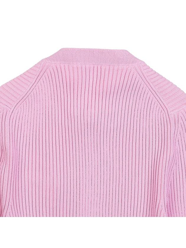 Crew Neck Zip-Up Cardigan Pink - MIU MIU - BALAAN 8