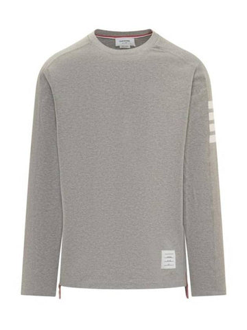 4-Bar Striped Cotton Long Sleeve T-Shirt Light Grey - THOM BROWNE - BALAAN 1