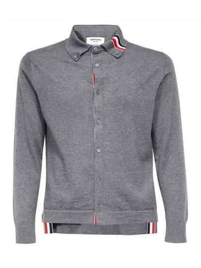 Stripe Merino Jersey Cardigan Medium Grey - THOM BROWNE - BALAAN 2