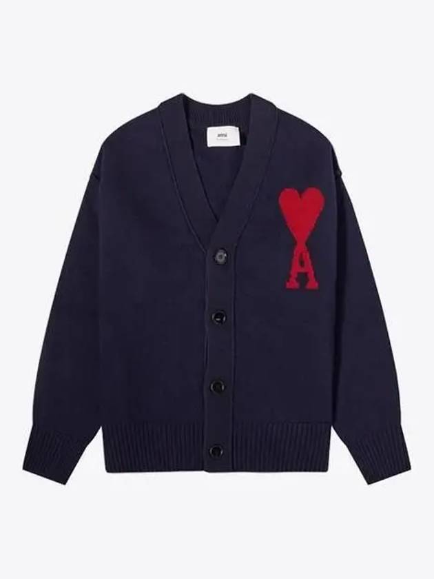 De Coeur Logo Wool Cardigan Night Blue - AMI - BALAAN 2