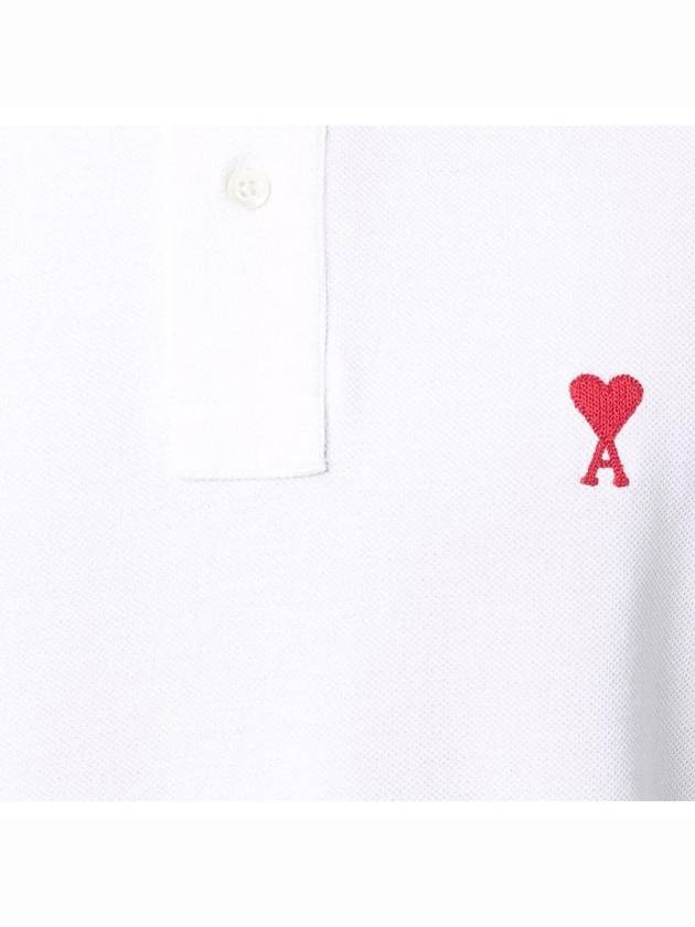 Small Heart Logo Polo Shirt White - AMI - BALAAN 6