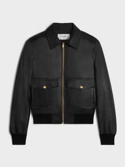 Biker Leather Jacket Black - CELINE - BALAAN 2