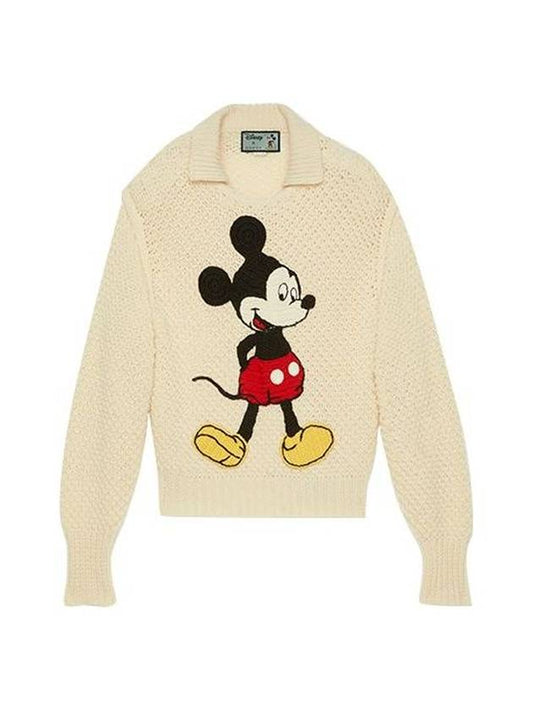 Disney Embroidered Mickey Mouse Knit Top Ivory - GUCCI - BALAAN 1