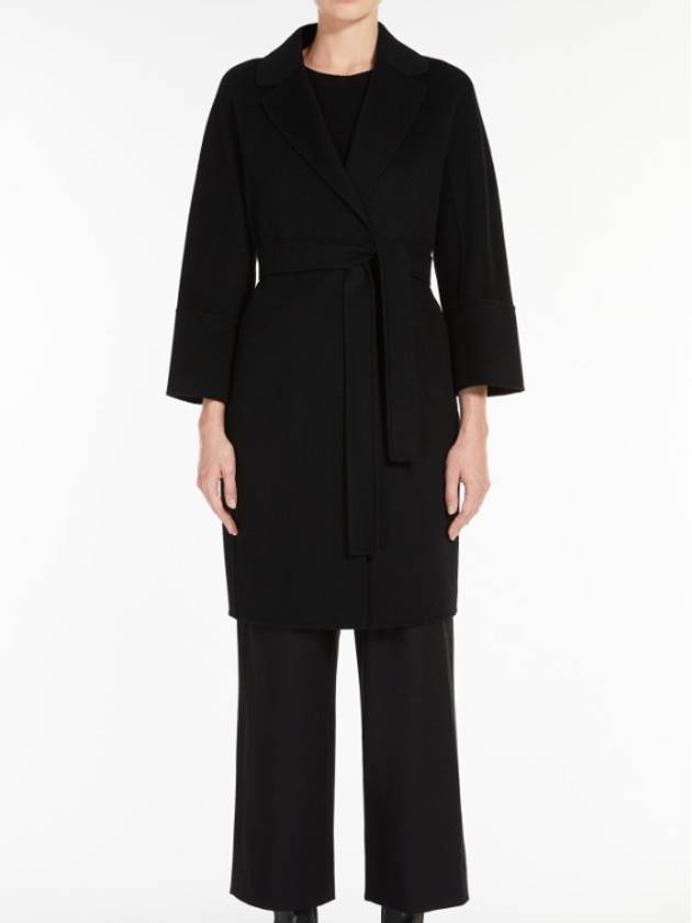 Women's Arona Belt Virgin Wool Single Coat Black - S MAX MARA - BALAAN 6