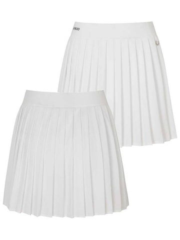 PIQUE PLEATED BANDING SKIRT WINNER PANTSWhite - PLAYBOO - BALAAN 1