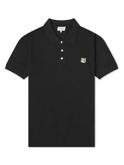 Fox Head Patch Cotton Polo Shirt Black - MAISON KITSUNE - BALAAN 2