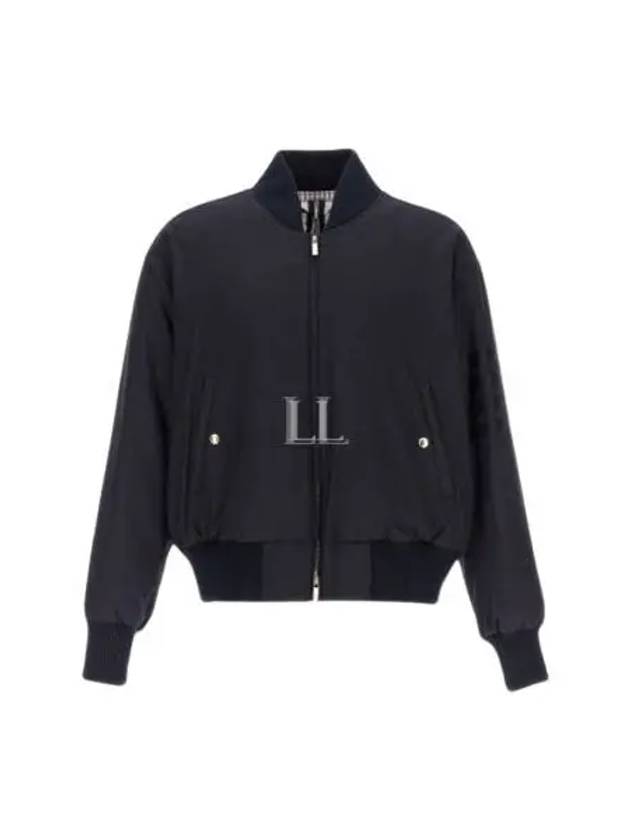 4 Bar Oversized Down Bomber Jacket Navy - THOM BROWNE - BALAAN 2